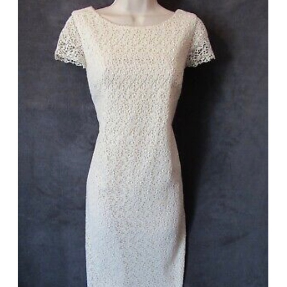 Talbots Cream cap sleeve crochet dress